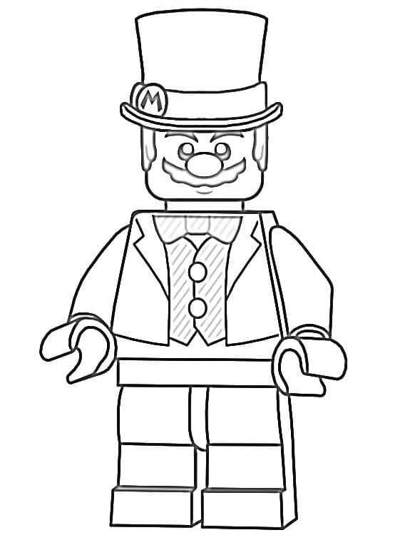 Desenho de Lego Mário com Chapéu para Colorir