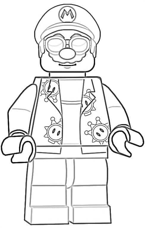 Desenho do Mário Lego com Roupa Estilosa para Colorir Grátis