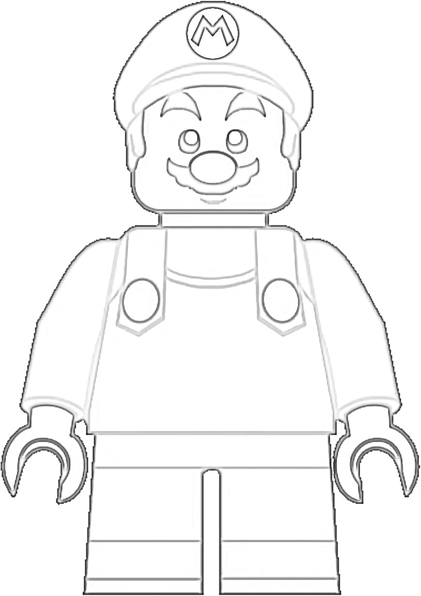 Desenho do Mário Lego Fácil de Colorir com Giz de Cera