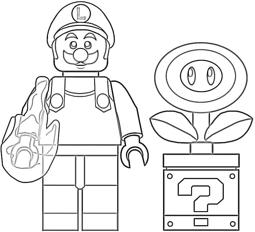 Desenho Imprimivel de Lego Luigi para Colorir
