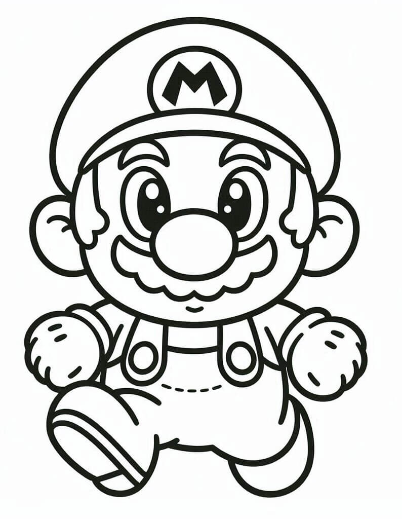 Desenho de Mário Kawaii para Colorir