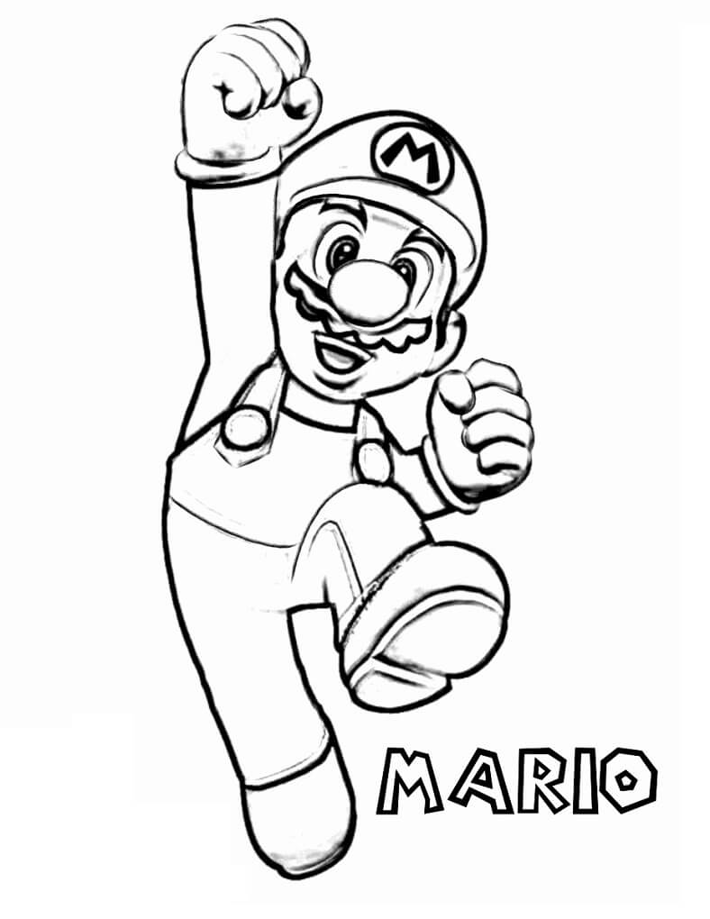Desenho do Mário Comemorando Vitória para Colorir