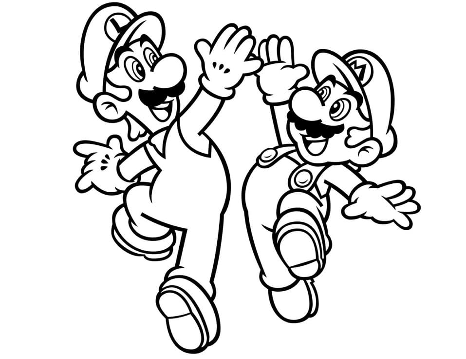 Desenho Luigi e Mário para Colorir