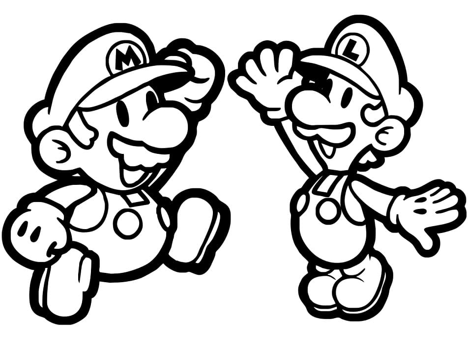 Desenho Mário e Luigi para Colorir
