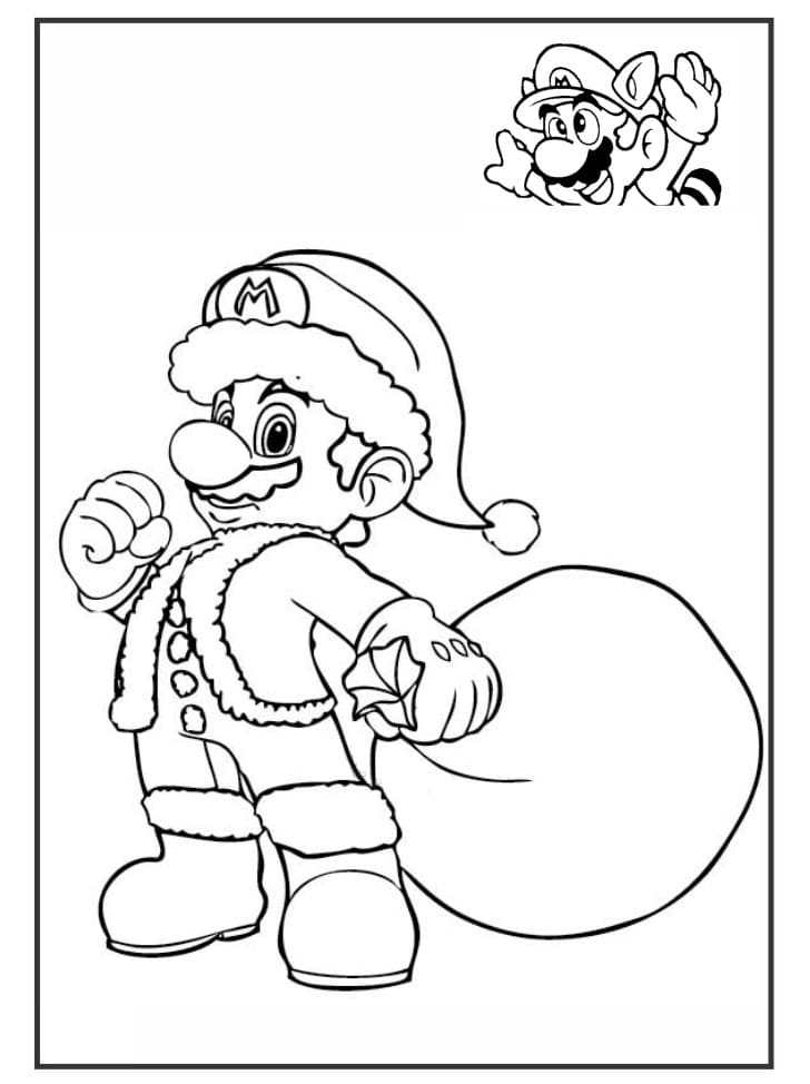 Desenho Mário o Papai Noel para Colorir