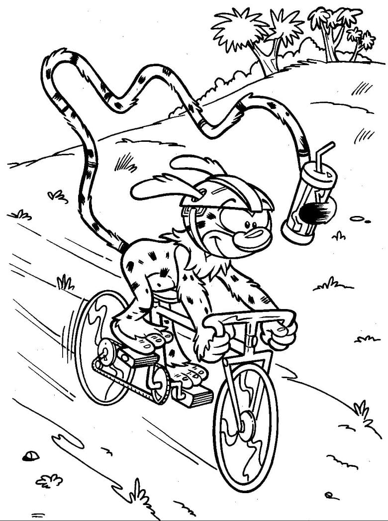 Desenho de Marsupilami Andando de Bicicleta para Colorir Baixar