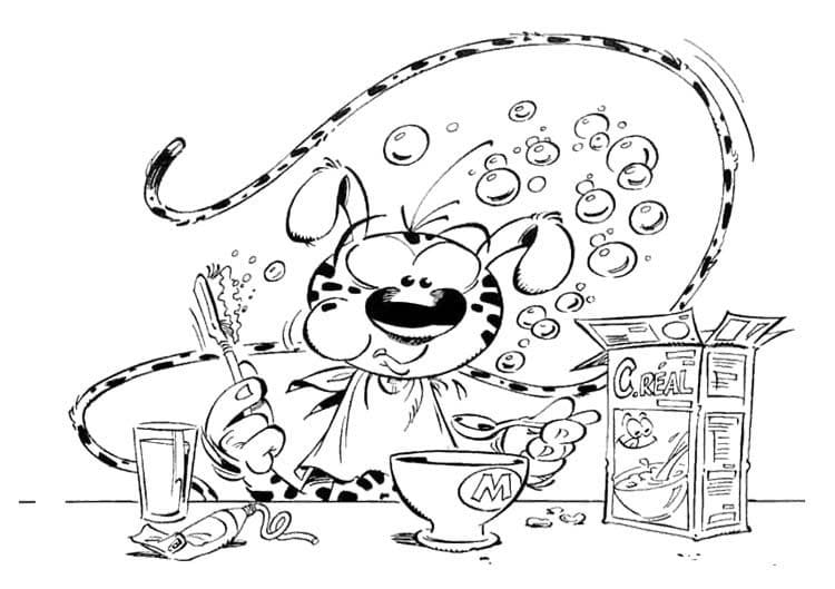 Desenho de Marsupilami em Café da Manhã para Imprimir e Colorir