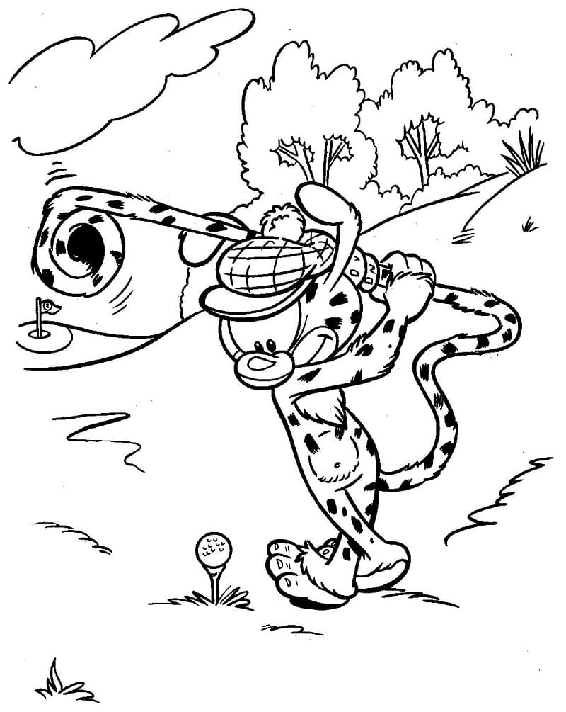 Desenho de Marsupilami Jogando Golfe para Colorir Giz de Cera