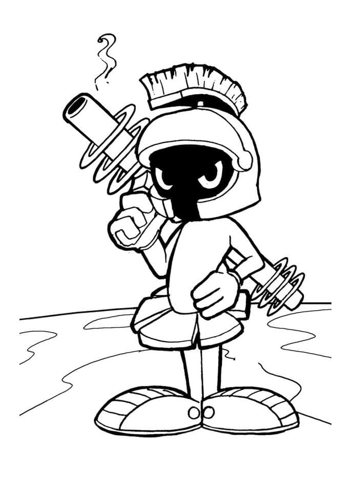Desenho de Marvin o Marciano com Armá para Colorir