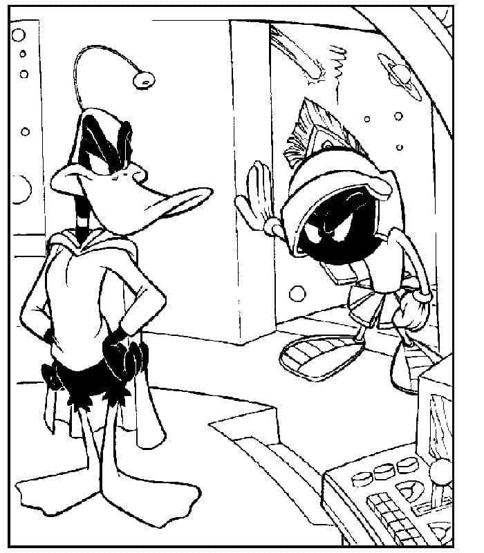 Desenho de Marvin o Marciano e Patolino para Colorir