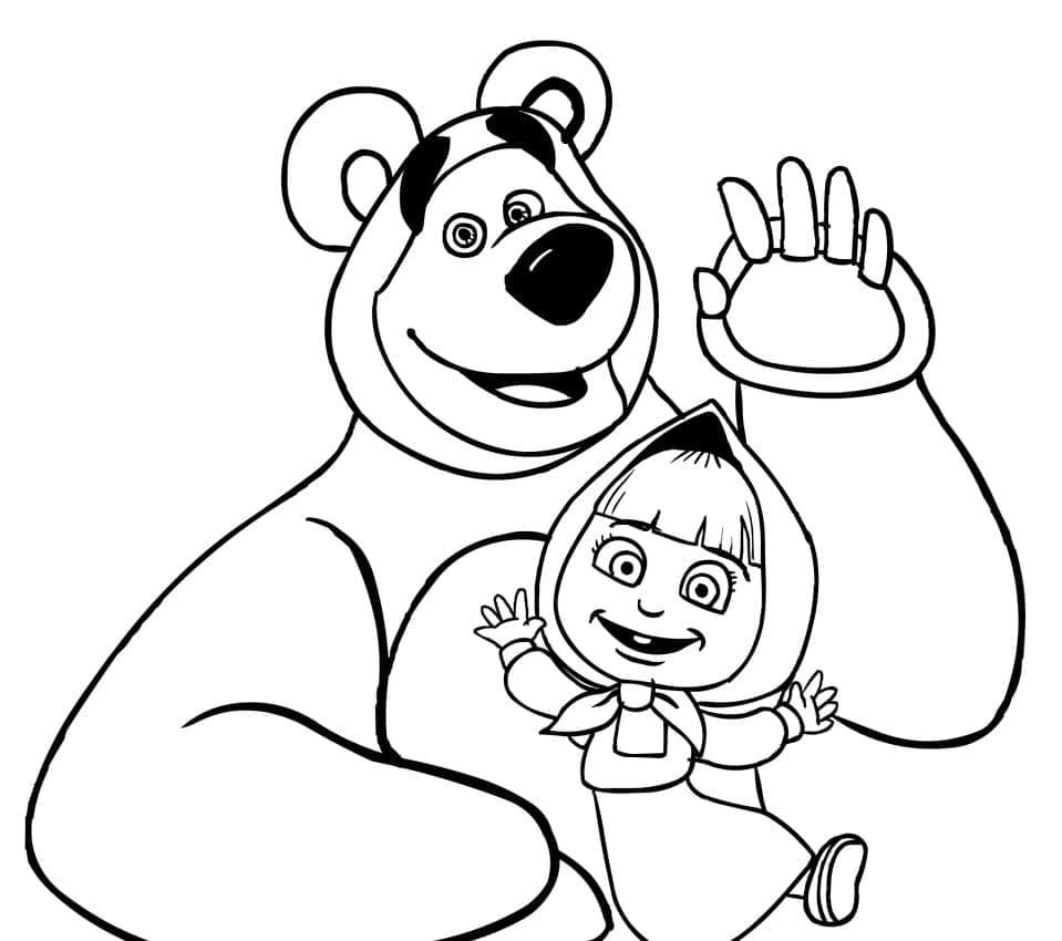 Desenho de Amigável Masha e o Urso para Colorir