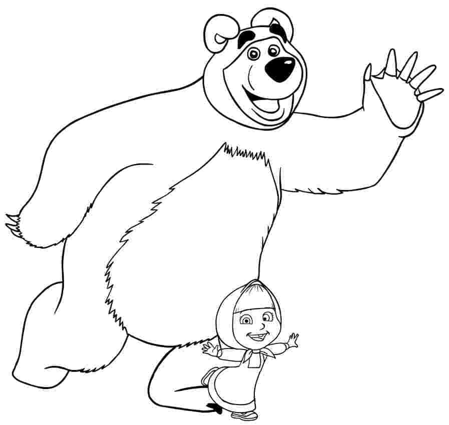 Desenho de Feliz Masha e o Urso para Colorir