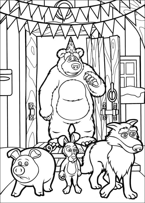 Desenho de Imprimivel Masha e o Urso para Colorir