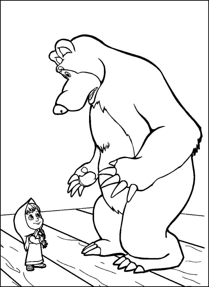 Desenho de Masha e o Urso para Colorir Divertido