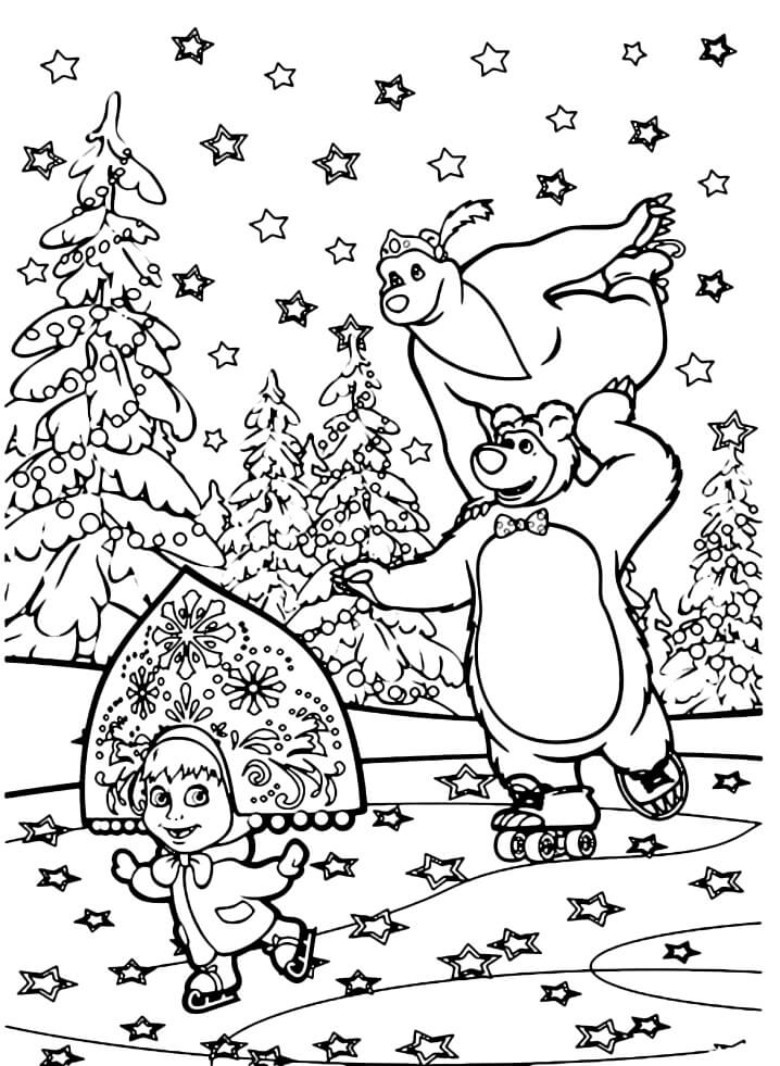 Desenho de Masha e o Urso para Colorir e Imprimir Pdf