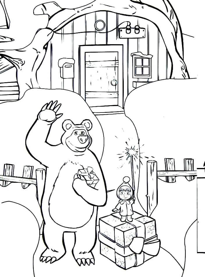 Desenho de Masha e o Urso para Colorir e Pintar