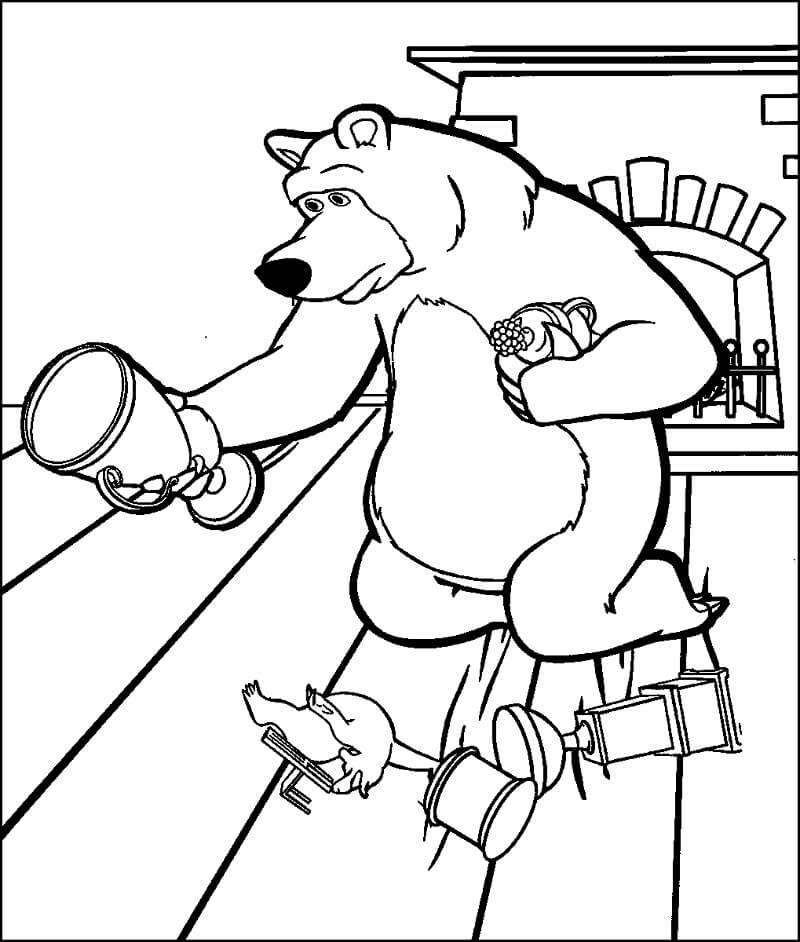 Desenho de Masha e o Urso para Colorir Lápis de Cor