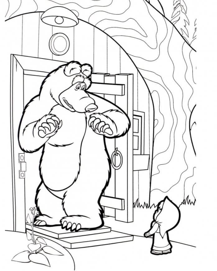 Desenho de Masha e o Urso para Imprimir e Colorir
