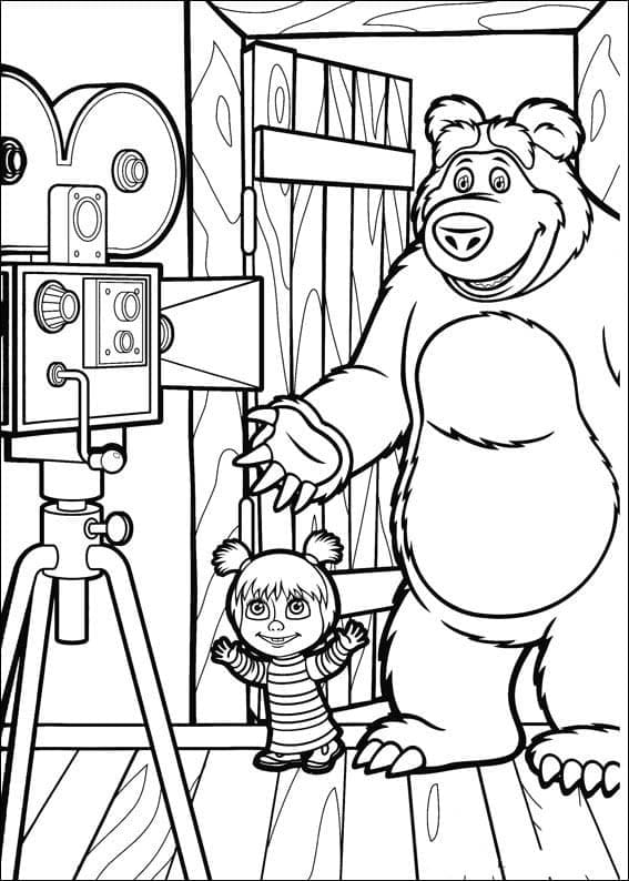 Desenho de Masha Está Feliz para Colorir
