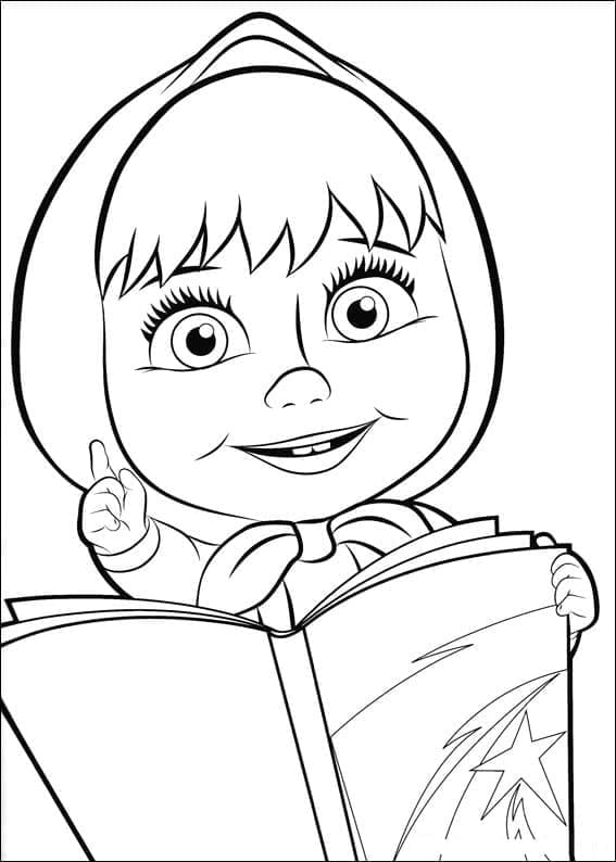 Desenho de Masha Está Lendo o Livro para Colorir