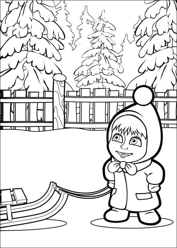 Desenho de Masha Feliz para Colorir