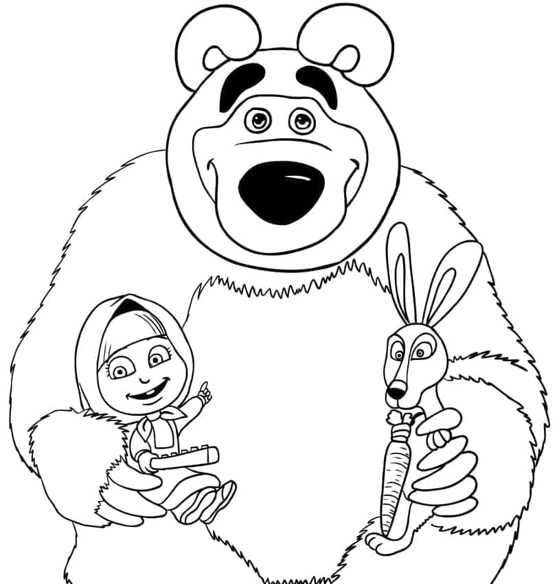 Desenho de Masha o Urso e o Coelho para Colorir