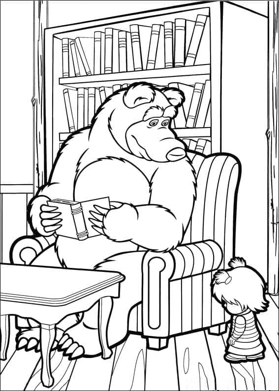 Desenho de o Urso com Masha para Colorir