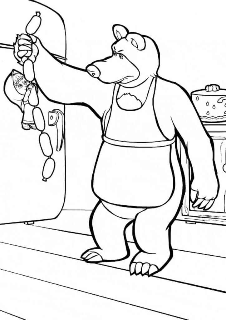 Desenho de o Urso e Masha para Colorir