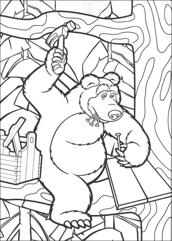 Desenho de Urso e Masha para Colorir