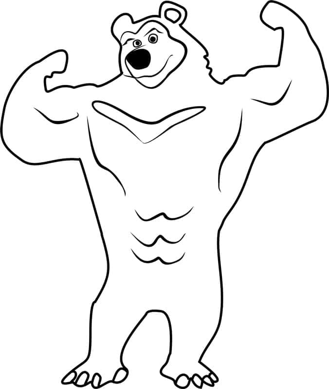 Desenho de Urso Preto de Masha e o Urso para Colorir