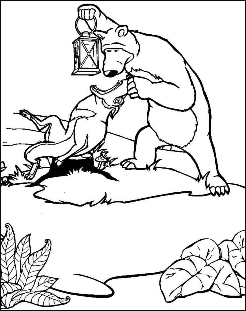 Desenho Imprimivel de Masha e o Urso para Colorir