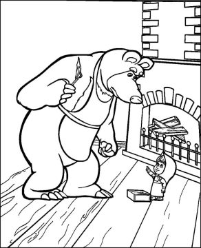 Desenho Imprimível de Masha e O Urso para Colorir Pdf