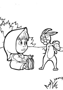 Desenho Imprimível de Masha e O Urso para Pintar
