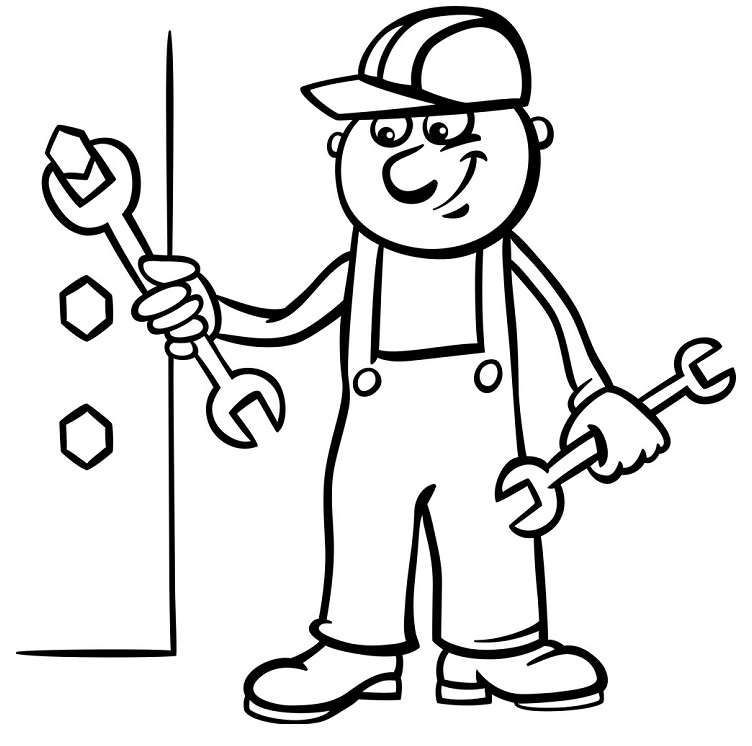 Desenho de Mecânico Animado para Colorir