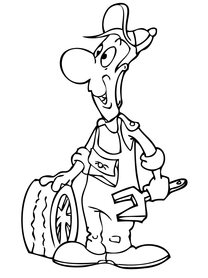 Desenho de Mecânico Grátis para Crianças para Colorir
