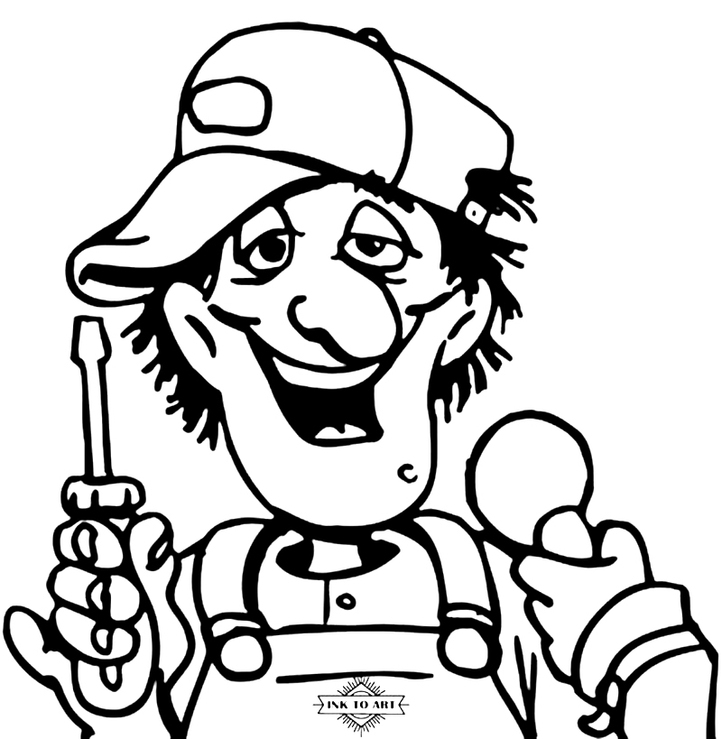 Desenho de Mecânico Grátis para Colorir