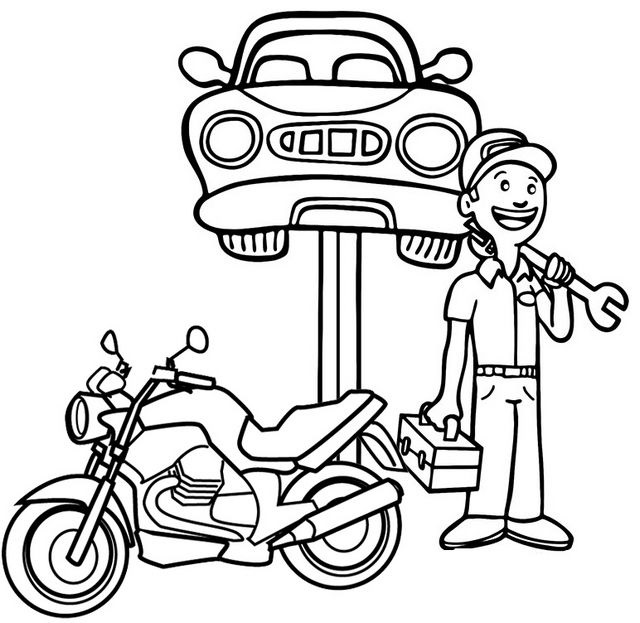 Desenho de Mecânico para Crianças de 1 Ano para Colorir