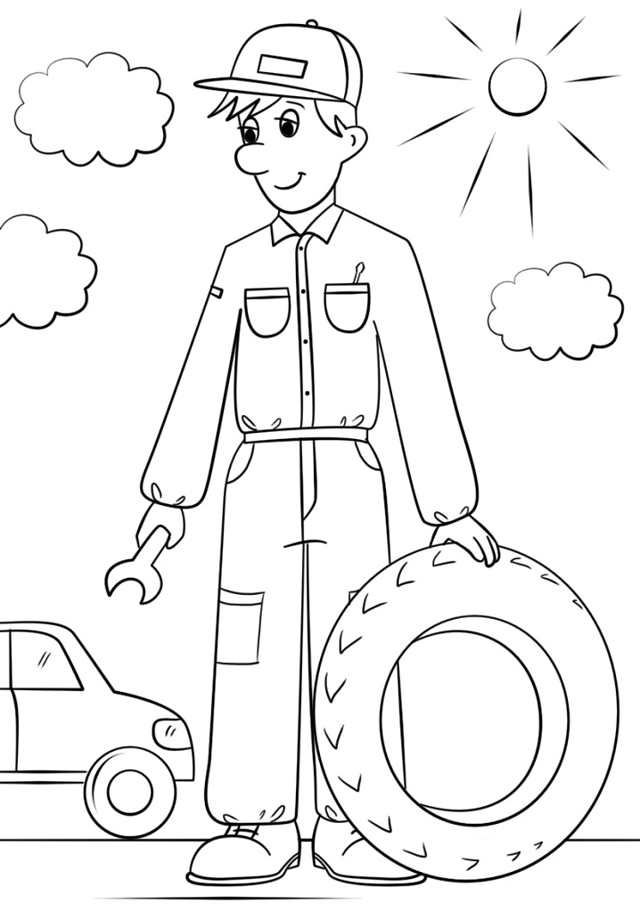 Desenho de Mecânico para Crianças de 2 Anos para Colorir