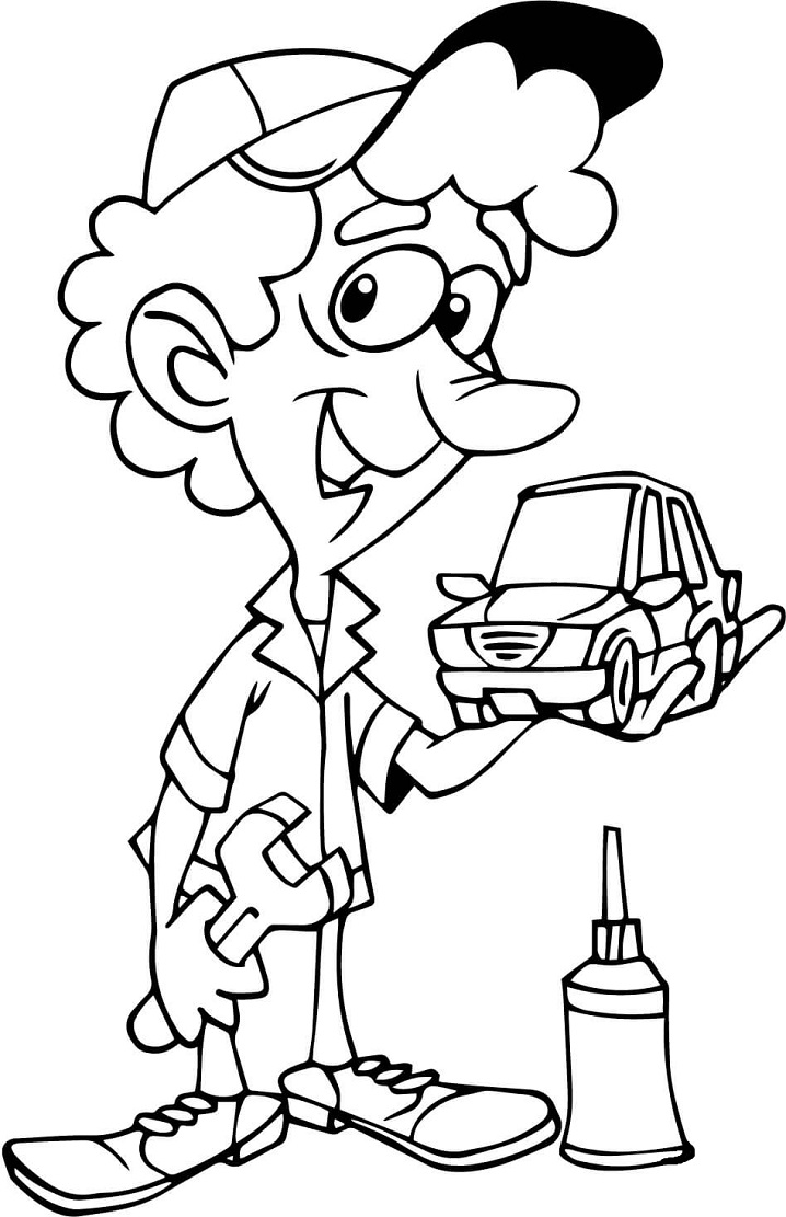 Desenho de Mecânico para Crianças de 3 Anos para Colorir