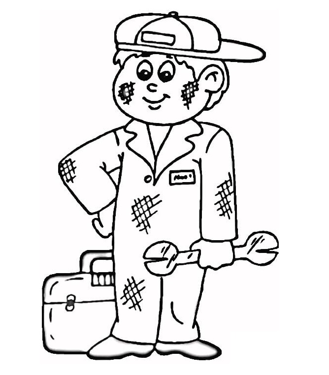 Desenho de Mecânico para Crianças de 6 Anos para Colorir