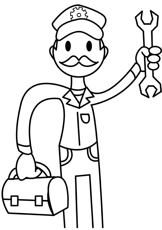 Desenho de Mecânico Simples para Colorir