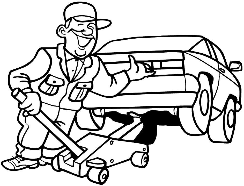 Desenho de Mecânico Sorridente para Colorir