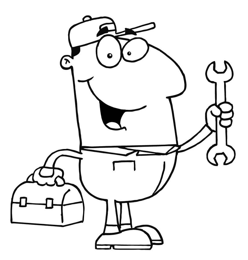 Desenho de Mecânico de Desenho Animado para Colorir