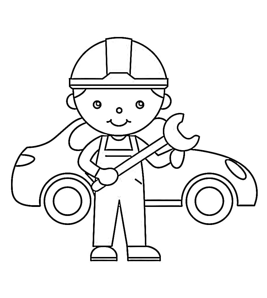 Desenho de Pequeno Mecânico para Colorir