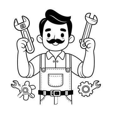 Desenho de Um mecânico Feliz para Colorir