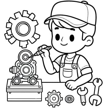 Desenho de Um mecânico Fofo para Colorir