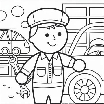 Desenho de Um mecânico Sorridente para Colorir