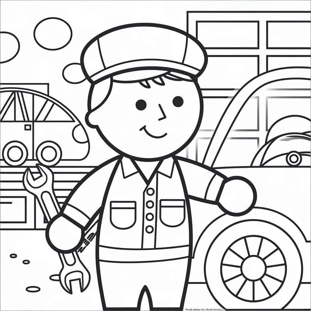 Desenho de um Mecânico Sorridente para Colorir