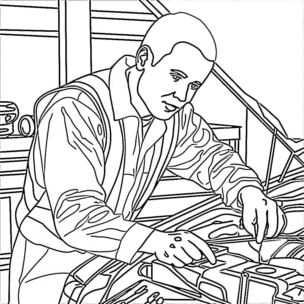 Desenho de um Mecânico para Colorir
