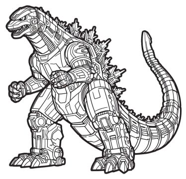 Desenho incrível de Mechagodzilla para Imprimir em Pdf e Colorir
